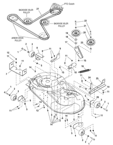 42" Mower Deck - Clutch And Support Group Diagram and Parts List for 107289860-7800513,ZTS6000 2009 Briggs and Stratton Lawn Tractor Accessories